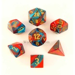 7 Dice Chessex GEMINI RED TEAL GOLD 26462 Dadi