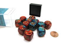 12 d6 Dice Chessex Gemini Polyhedral RED TEAL 26662 Dadi ROSSO VERDE ACQUA