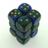 12 d6 Dice Chessex GEMINI BLUE GREEN Dadi 26636