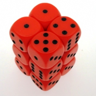 12 d6 Dice Chessex OPAQUE ORANGE BLACK 25603 Dadi