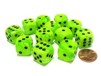 12 d6 Dice Chessex Vortex BRIGHT GREEN 27630 Dadi