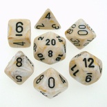 7 Dice Chessex MARBLE IVORY 27402 Dadi