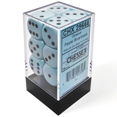 12 d6 Dice Chessex Pastel BLUE black 25666 Dadi