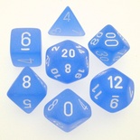 7 Dice Chessex FROSTED BLUE 27406 Dadi