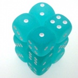 12 d6 Dice Chessex FROSTED TEAL WHITE 27605 Dadi
