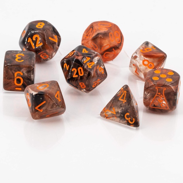 7 Dice Set Chessex LAB DICE NEBULA COPPER MATRIX 30040 Dadi immagine 1