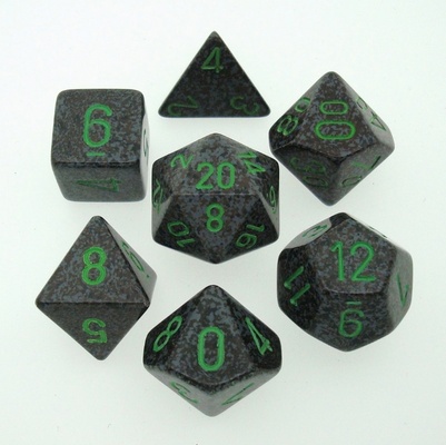 7 Dice Chessex SPECKLED EARTH GREEN 25310 Dadi