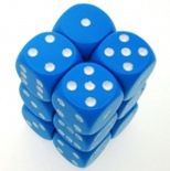 12 d6 Dice Chessex OPAQUE LIGHT BLUE WHITE 25616 Dadi