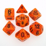 7 Dice Chessex VORTEX ORANGE 27433 Dadi