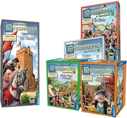 Carcassonne - Bundle La Torre + Abbazie e Borgomastri + Bazar, Ponti e Castelli + Pecore e Colline + Il Circo