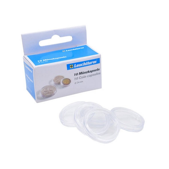 10 Coin Capsule Pack 24 mm Contenitori per Monete o Token immagine 1