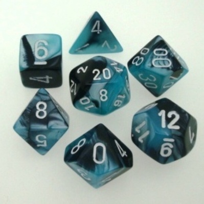 7 Dice Chessex GEMINI BLACK SHELL 26446 Dadi