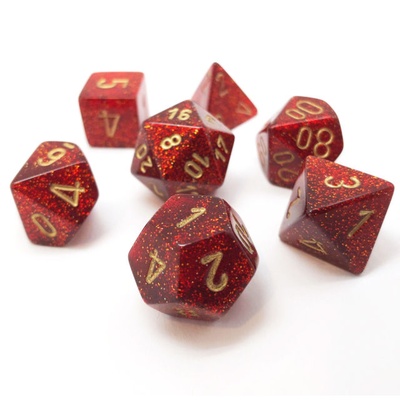 7 Dice Chessex Glitter Polyhedral RUBY 27504 Dadi