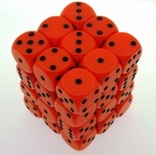 36 d6 Dice Chessex OPAQUE ORANGE BLACK 25803 Dadi