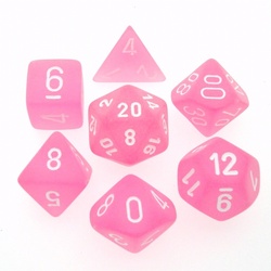 7 Die Set Chessex  FROSTED PINK white Dice ROSA bianco Dadi Dado 27464
