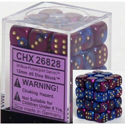 36 d6 Dice Chessex Gemini BLUE PURPLE 26828 Dadi BLU VIOLA