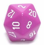 d20 Dice Chessex 16mm Opaque Light Purple white PQ2027 Dado Opaco Viola Chiaro bianco
