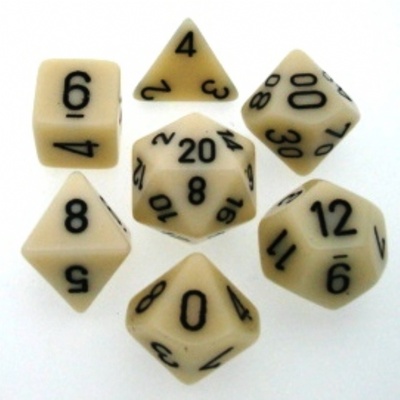 7 Dice Chessex OPAQUE IVORY BLACK 25400 Dadi