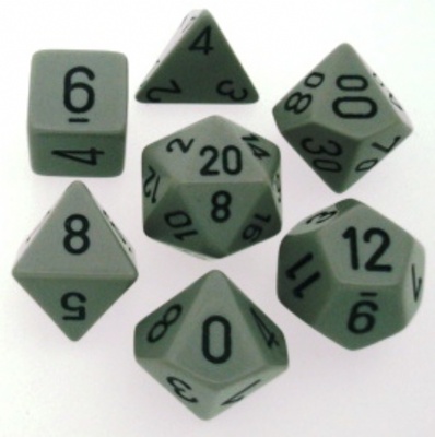 7 Dice Chessex OPAQUE GREY black OPACO GRIGIO nero Dadi 25410