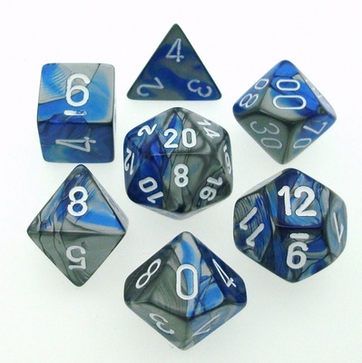 7 Dice Chessex GEMINI BLUE STEEL 26423 Dadi