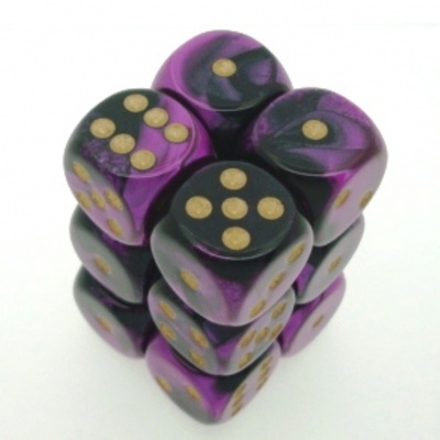 12 d6 Dice Chessex GEMINI BLACK PURPLE 26640 Dadi