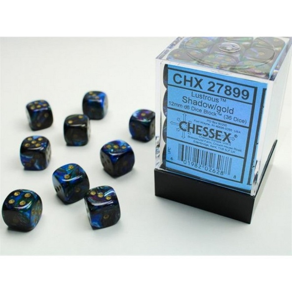 36 d6 Dice Chessex Polyedral LUSTROUS SHADOW GOLD 27899 Dadi immagine 1