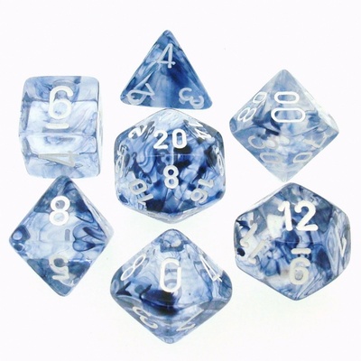 7 Dice Chessex NEBULA BLACK 27408 Dadi