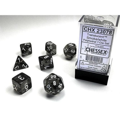 7 Dice Chessex  TRANSLUCENT SMOKE white Dadi 23078