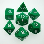 7 Dice Chessex OPAQUE GREEN WHITE 25405 Dadi