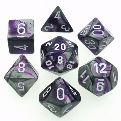 7 Dice Chessex GEMINI PURPLE STEEL 26432 Dadi
