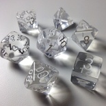 7 Dice Chessex TRANSLUCENT CLEAR WHITE Dadi 23071