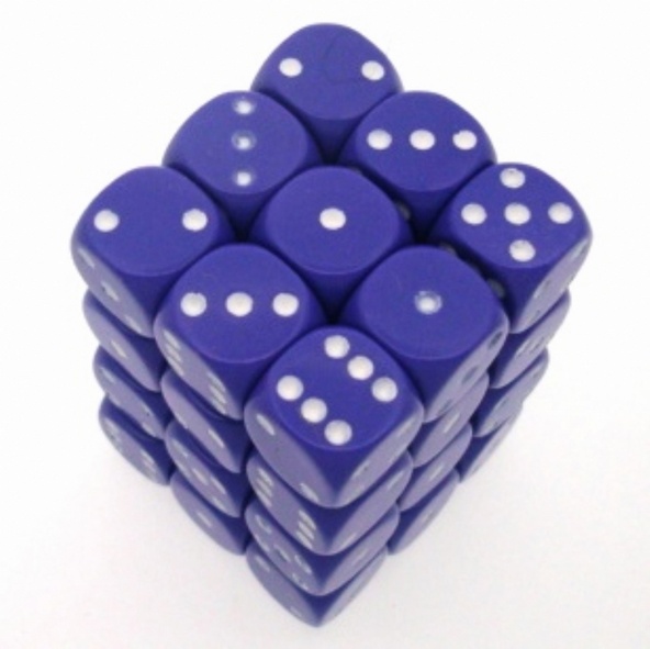 36 d6 Dice Chessex OPAQUE PURPLE WHITE 25807 Dadi immagine 1