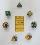 7 Dice Set Chessex GEMINI MASQUERADE YELLOW white 26460 Dadi Mascherade giallo