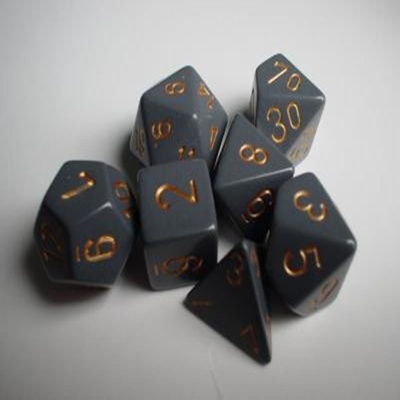 7 Dice Chessex OPAQUE DARK GREY COPPER 25420 Dadi