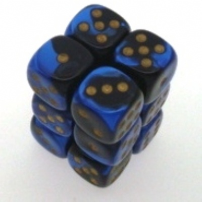 12 d6 Dice Chessex GEMINI BLACK BLUE 26635 Dadi
