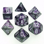 7 Dice Chessex GEMINI PURPLE STEEL 26432 Dadi