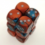 12 d6 Dice Set Chessex GEMINI COPPER TEAL silver 26653 RAME CIANO argento Dadi Dado Die