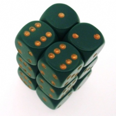 12 d6 Dice Chessex OPAQUE DUSTY GREEN COPPER 25615 Dadi