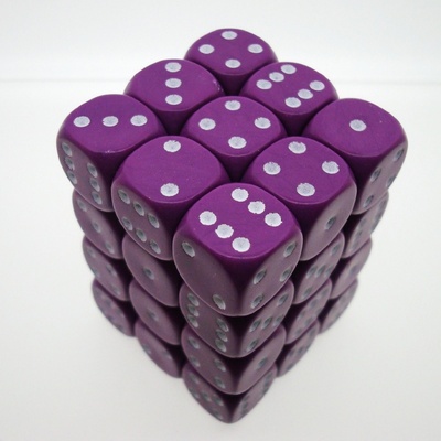 36 d6 Dice Chessex OPAQUE LIGHT PURPLE WHITE 25827 Dadi