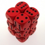 12 d6 Dice Chessex OPAQUE RED BLACK 25614 Dadi