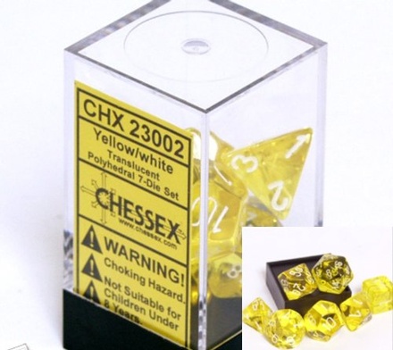 7 Dice Chessex TRANSLUCENT YELLOW 23072 Dadi