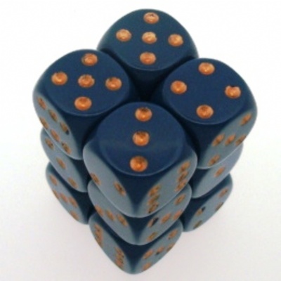12 d6 Dice Chessex OPAQUE DUSTY BLUE copper OPACO BLU SPORCO rame Dadi 25626