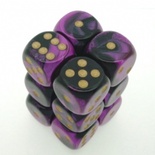 12 d6 Dice Chessex GEMINI BLACK PURPLE 26640 Dadi