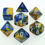 7 Dice Chessex GEMINI BLUE GOLD BLU ORO 26422 Dadi