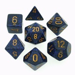 7 Dice Chessex SPECKLED GOLDEN COBALT GOLD 25337 Dadi