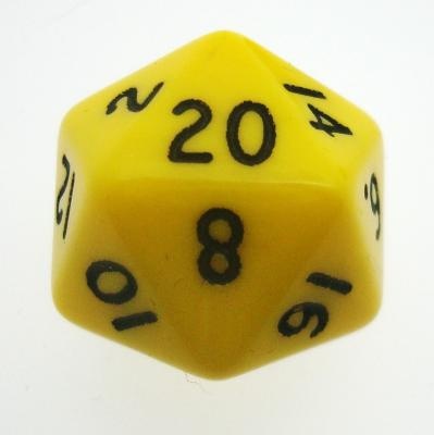 d20 Dice Chessex 16mm Opaque Yellow black PQ2002 Dado Opaco Giallo bianco