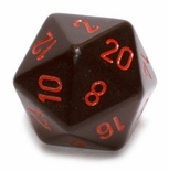 d20 Dice Chessex 16mm Opaque Black red PQ2018 Dado Opaco Nero rosso