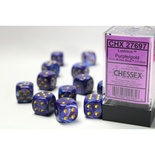 12 d6 Dice Chessex Lustrous PURPLE GOLD 27697 Dadi