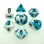 7 Dice Chessex GEMINI TEAL WHITE CIANO BIANCO Dadi 26444