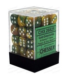 36 d6 Dice Chessex GOLD GREEN 26825 Dadi ORO VERDE